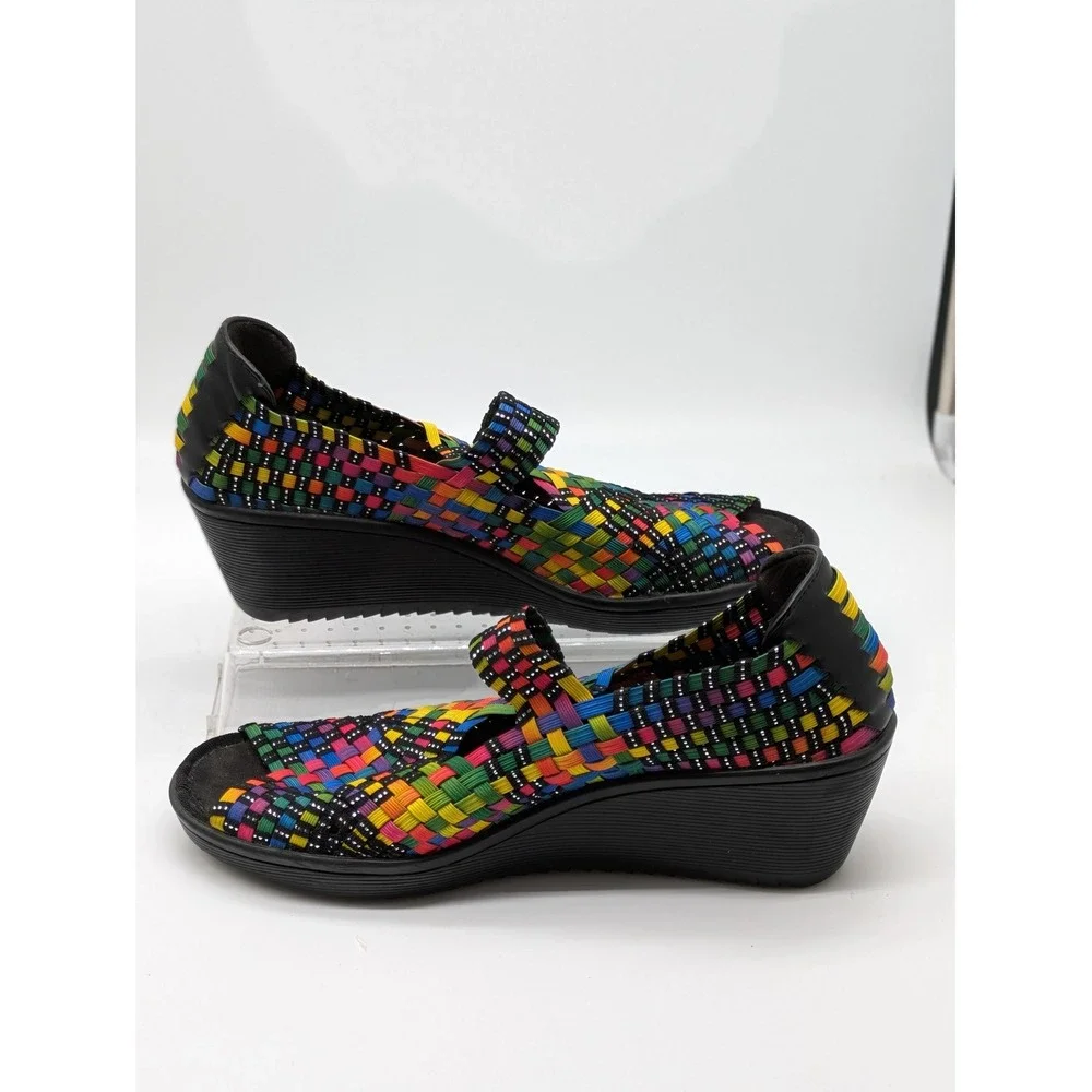 Baretraps Women's 8.5M Rainbow Woven Memory Foam Wedge Sandals Comfort Shoes